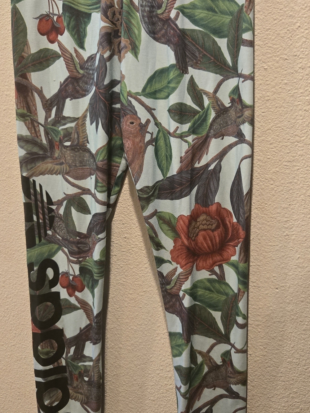 adidas Women's Floral & Bird Print Leggings - Light Blue, Green, Red
